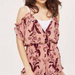 Topshop Pink Floral Cold Shoulder Romper NWT Photo 0