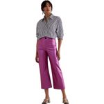 Anthropologie Anthro Maeve Colette Metallic Pink Faux Leather Cropped Wide Leg Pants Sz 26 Photo 1