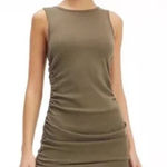 Good American  Women’s Ruched Tank Mini‎ Dress Olive Green Size 0 Photo 0