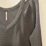 Free People  Thermal Waffle kint Sweater Longsleeve Cold Shoulder Olive Green Photo 2