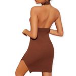 SheIn  Criss Cross Halter Neck Ribbed Knit Side Slit Mini Dress Photo 77