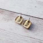 Vintage Earrings for Pierced Ears Gold Tone with Blue Center Photo 3