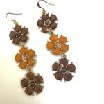 Orange and brown flower triple tier drop earrings Photo 1