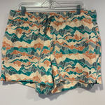 The North Face Women's Athletic Shorts - Teal, Orange, Cream Mountain Pattern Photo 0
