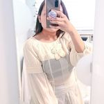 HOSS INTROPIA Women's Victorian Floral Applique Cotton Silk White Ivory Blouse w Size 4 Photo 1