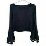 Torn By Ronny Kobo  Black Sabrina Ponte Bell Sleeve Top‎ Photo 2