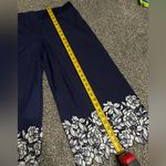 Isaac Mizrahi New Blue Pebble Knit Culottes with White Lace Floral Trim LP Photo 5