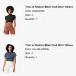 Lululemon Women’s 4  Time to Restore Mock Neck Short Sleeve Crop Top Black White Photo 5