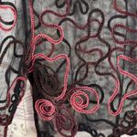 ModeLia Sheer Embroidered Mesh Cropped Cardigan Top Black & Burgundy Size XL Photo 5