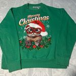 Green Meowy Christmas Cat Sweatshirt Size M Photo 0