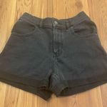 EXPRESS  Super High Rise Mom Shortie Black Denim Jean Shorts Size 0 Rolled Hem Photo 0