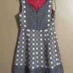 Robbie Bee A-line Geometrical Design Navy/White + Pink Lining Dress Sz 8 Photo 3