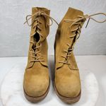 Frye  Karen Women Combat Boots 9.5 Tan Suede Leather Chunky Block Heel Photo 15
