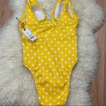 Shade & Shore  Yellow Polka Dot High High Cut One Piece Swimsuit S Photo 2