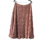 Anthropologie HD in Paris Blush Pink Rosettes Rose Detail Midi Skirt Size Medium Photo 1
