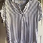 Mod Boutique  Navy and White Striped Button Down Shirt size small Photo 2