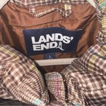 Lands' End  Wanderweight Packable Down Puffer Vest Women’s Large Brown Plaid Photo 1
