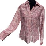 Nicola Vintage 90s Pink Sparkly Metallic Button Up Long Sleeve Retro Disco Top Size M Photo 0