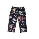 Loft  By Ann‎ Taylor Navy Floral Silky Ankle Dress Pants size 16 Photo 2