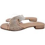 J. Crew Factory Rhinestone mesh slide sandals CI954 6 NWT Tan Photo 3
