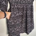 Rebecca Taylor 100% Silk Geo Dress Long Sleeve Gray Cut Out Preppy Goth Vacation Photo 2