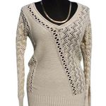 Cache Peek A Boo Metallic Kissed Knit Double V Tie Back Silk Blend Top NWT $118 Photo 0