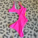 Neon Colorblock Cutout One Piece Swimsuit Blue Size L Photo 5