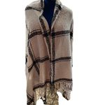 Mud Pie Plaid Scarf Wrap Shawl Cape Cardigan One Size White & Black 72X29.5 NEW Photo 1