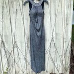 Cache Silver Metallic Beaded Embellished Evening Gown Maxi Dress 0 XS Y2K Photo 1