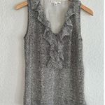 Banana Republic Black White Animal Print Top Summer Sleeveless Ruffle Side Zip Photo 0