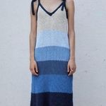 ZARA Limited Edition Sweater Blue Color Block Midi Dress Photo 0