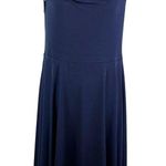 NY & Co Dress Navy XL Short Sleeve Draped Neck Stretch New Blue Photo 0