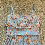 Lulus Light Blue Floral Print Ruffled Mesh Midi Summer Dress Photo 1