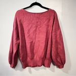 Free People  Shadow Crew Balloon Sleeve Sweater Pink Ribbed Knit Boho Size M Photo 5