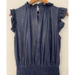 The Pants Store  M Blue Drop Waist Snakeskin Print Sleeveless Smocked Dress Navy Photo 6