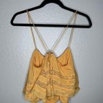 Free People NEW  Tank Top Womens XS Orange Boho Lace Trim Strappy Crop Summer Photo 6
