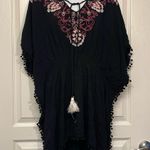 Francesca's Women's Francesca’s Black w/ Pink Embroidery Boho Cover Up Swimsuit Size Large Photo 1