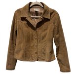 Live a Little  Brown Suede Leather Jacket Blazer Size S Western Rustic Moto Chic Photo 0