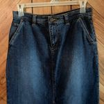 Eddie Bauer Women’s Size 10 Blue Denim Front Slit Midi Skirt Photo 3