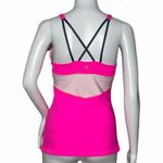 Athleta  Shirt Womens XSmall Start Up Bright Pink White Mesh Strappy Athleisure‎ Photo 2