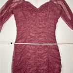 Haute Monde Womens Dress Sz S Magenta Mesh Off Shoulder Ruched Ruffled Bodycon Photo 6