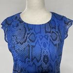 New G by Giuliana Snake Print Mesh Flutter Cap Sleeve Top Aria Blue Size XS Photo 5
