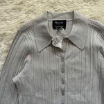 Madewell x Aimee Song Top Shimmer Polo Sweater Ribbed Vapor S NWT New Photo 5