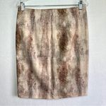 Catherine Malandrino  Pencil Skirt 8 Beige Brown Print Lined Back Slit Zipper New Photo 2