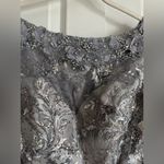 Mac Duggal Floral Embroidered Illusion Long Sleeve Gown Gray Sterling NWT Photo 4
