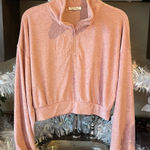 Cloud Chaser Plush Pullover Powder Blush Quarter Zip Cropped Top Womens Large  Photo 0