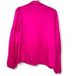 Anthropologie Amadi Lara | XS |Pink Ruffle Blouse Top Satin Collared V-neck Photo 3
