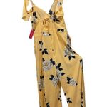 Xhilaration NEW  Yellow Gray Romantic Floral Strappy Off the Shoulder Jumpsuit Photo 3