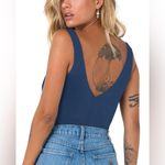 NWT Reoria Plunge V Neck Sleeveless V Backless Bodysuit | Size: M | Deep Blue Size M Photo 2