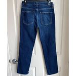 Free People High Rise Clean Girlfriend Raw Hem Crop Jeans (Dark Wash) - 25 Photo 3